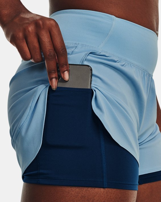 กางเกงขาสั้น UA Flex Woven 2-in-1 สำหรับผู้หญิง in Blue image number 3